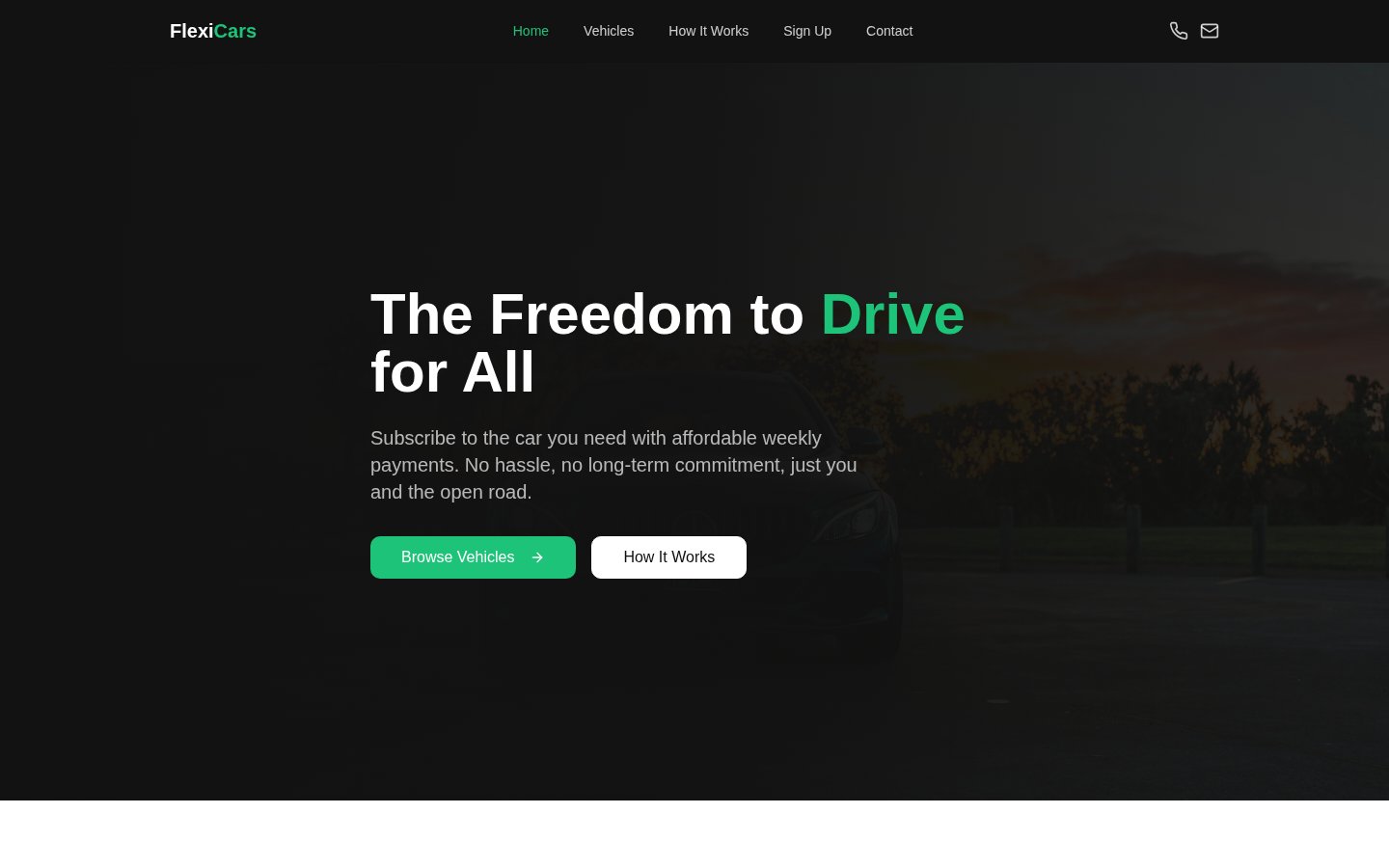 FlexiCars website homepage designed by Fama Media